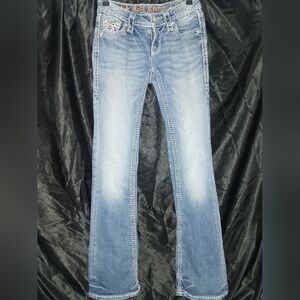Rock Revival Blue Jeans with Orange Stitching